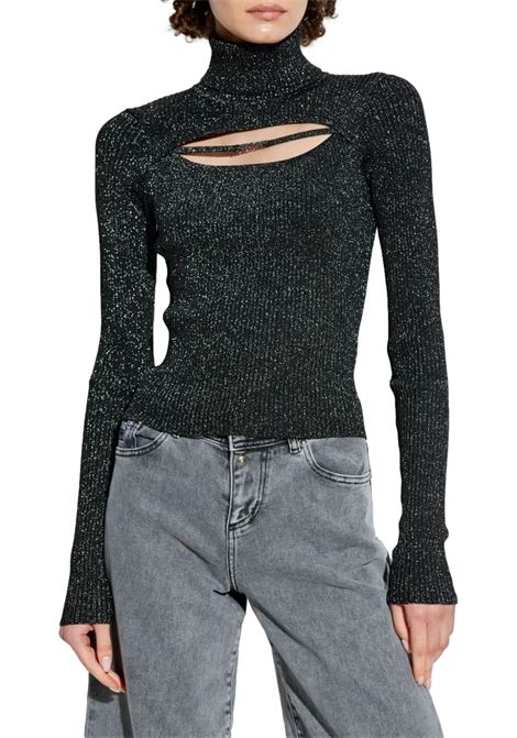 Maglia collo alto Versace Jeans Couture Nera lurex VERSACE JEANS COUTURE | Maglie | 77HAFM22 CM60H899